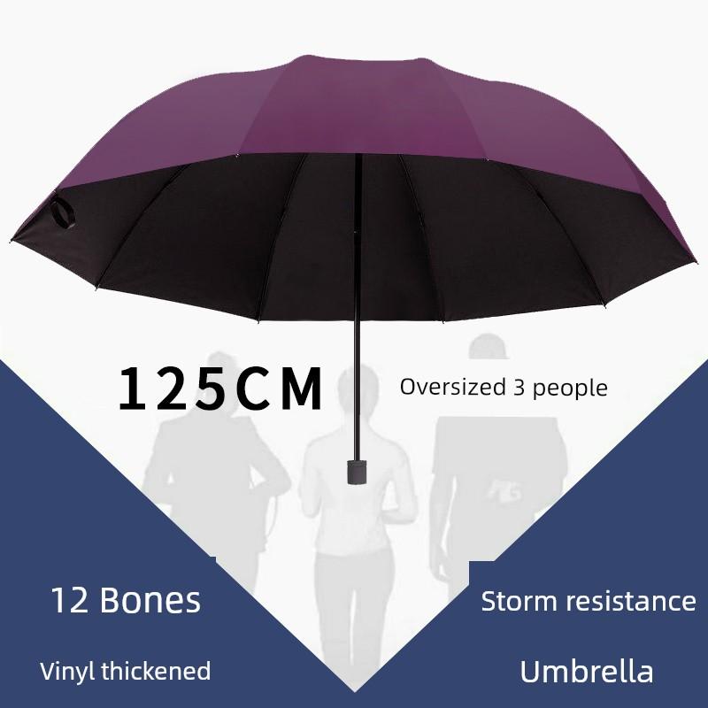 Large Umbrella for Men, Reinforced and Thickened, Sturdy and Wind-Resistant, Dual-Use for Sun and Rain, Foldable Black-Coated Sun Protection Umbrella