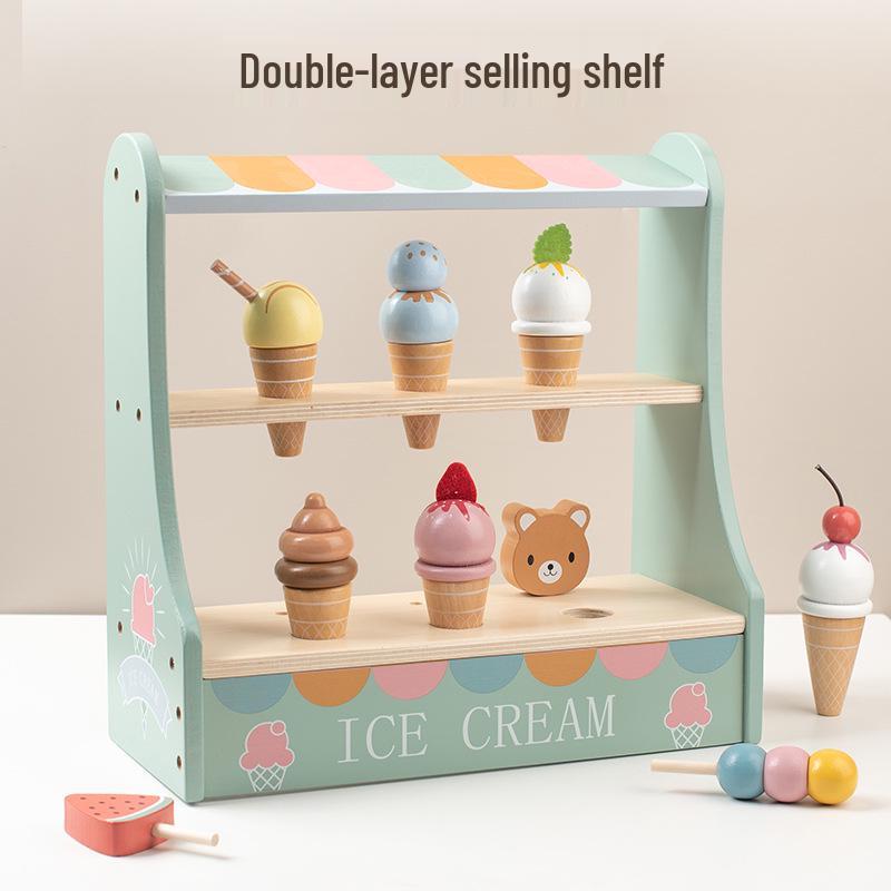 

Wooden Ice Cream Stand: Pretend Play Kiosk for Kids and Parents