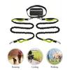 Dog Leash with Waist Bag Reflective Retractable Leash for Two Dogs Hands-Free Running Leash with Padded Handles Night Safety Walking Gear