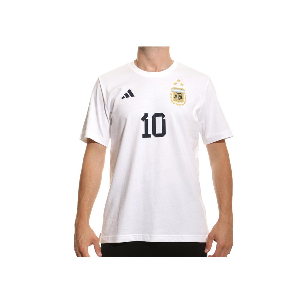 Adidas Argentina Messi 10 Outdoor Casual Sports Crew Neck Short Sleeve T-Shirt Men Tops White IM7654