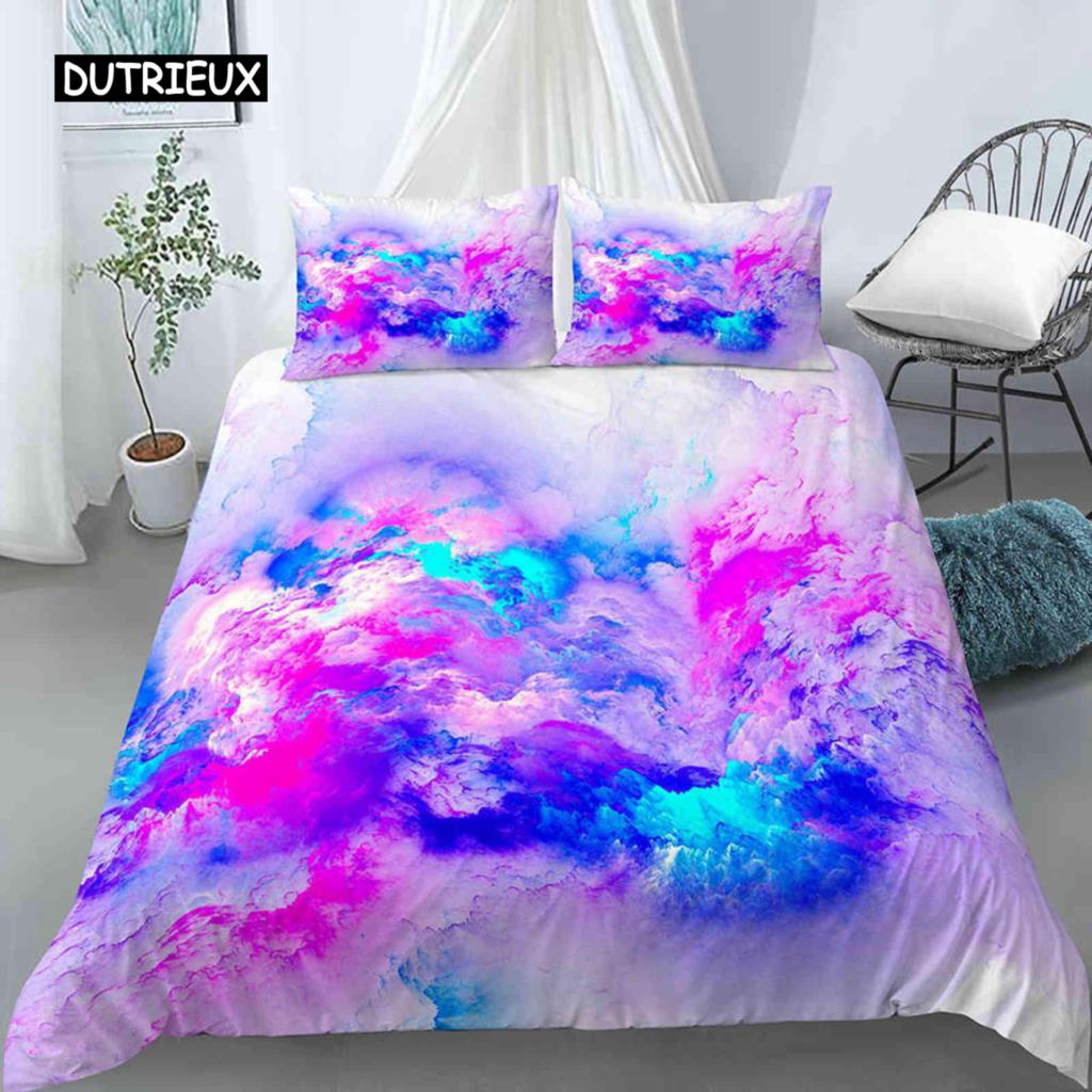 Cloud Duvet Cover Set Microfiber Universe Outer Space Sea of Cloud Mystic Bedding Set Abstract Pattern King Twin Comforter Cover
