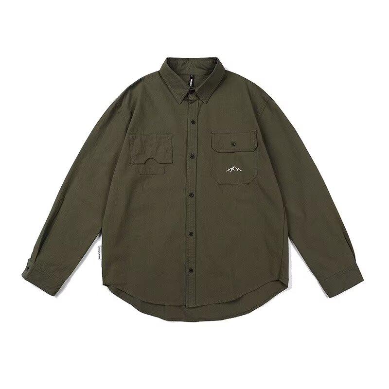 

Пальто мужская куртка весна-осень модный японский стиль свободный нишевый дизайн топ для отдыха на открытом воздухе ретро рабочая одежда повседневный L зелёный