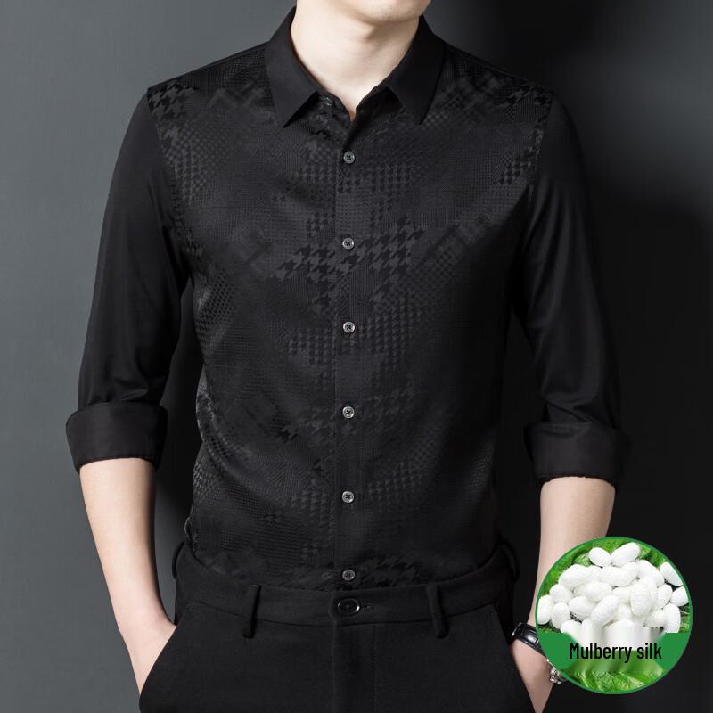 

Luozzi Men s Breathable 91.7% Silk Blend Long-Sleeve Shirt 2XL