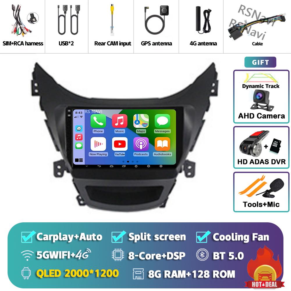 Android 14 Carplay Car Radio For Hyundai Elantra 2012 - 2015 Multimedia Video Player Navigation Stereo Head Unit Auto AI Voice