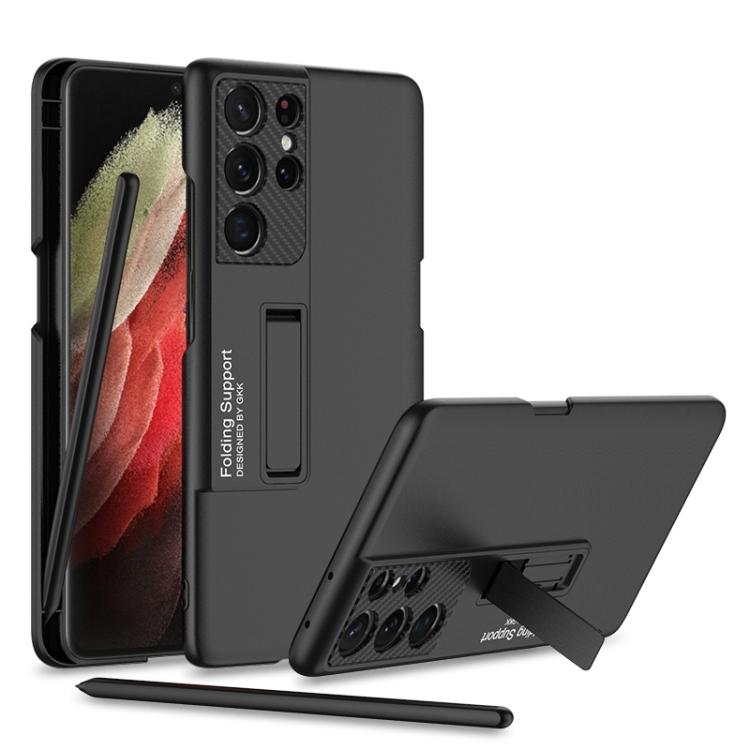 

Для Samsung Galaxy S21 Ultra 5G GKK ультратонкий противоударный чехол для телефона с держателем и слотами для ручек и стилусом For Samsung Galaxy S21 Ultra 5G чёрный