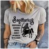 Unisex 100% Polyester Zodiac Sign Print Loose round Neck Short Sleeve Fashion Summer Top for Astrology Lovers