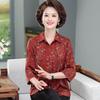Mom's Spring & Autumn Long-Sleeve Mulberry Silk Shirt for Stylish Middle-Aged & Elderly Women