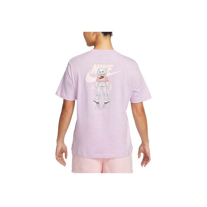 Nike Sportswear Pocket Design Back Print Loose Short Sleeve Crew Neck T-Shirt Women Tops Purple DQ3154-530