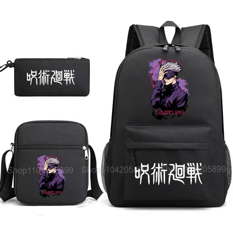 3 Stuks Jujutsu Kaisen Rugzak Anime Mochila Student Schooltas met Schoudertas Etui Jongens Meisjes Dagelijks Reizen Rucksack