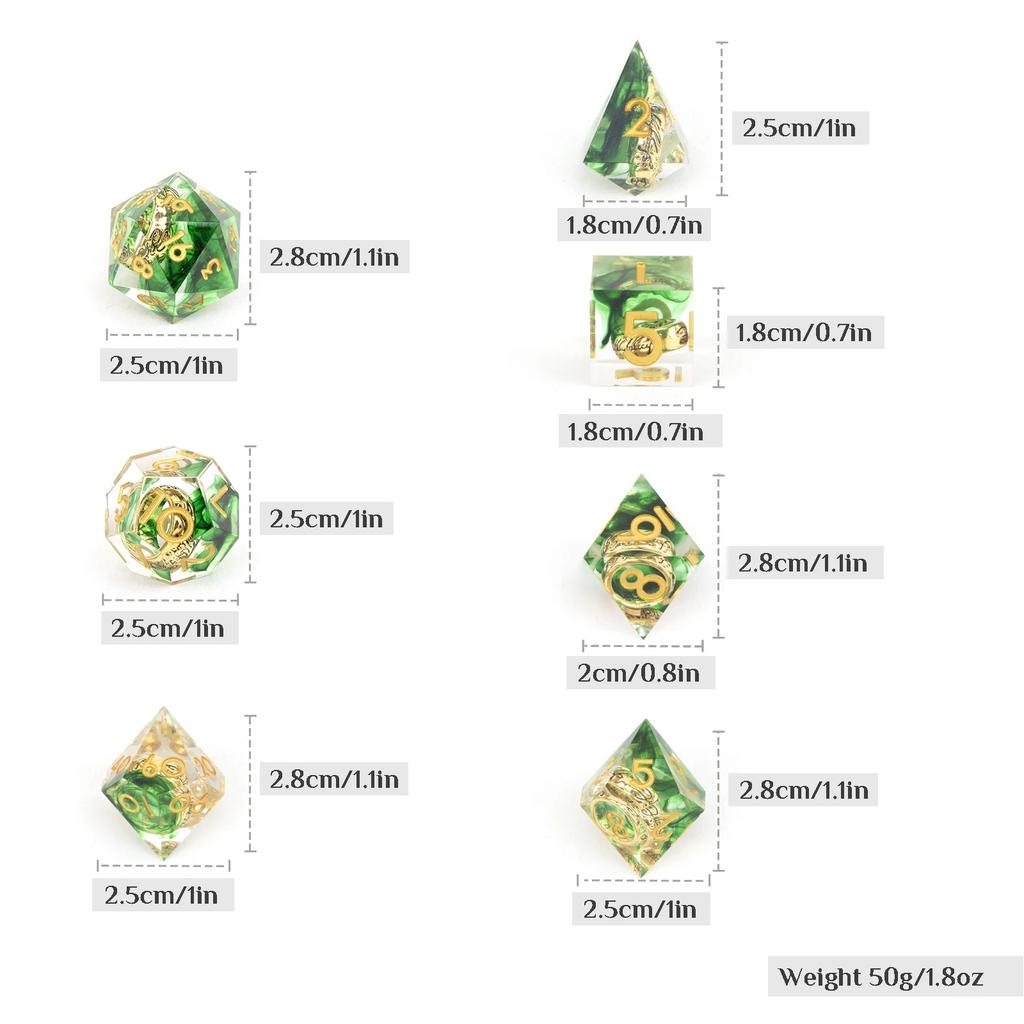7 Teile/satz Harz Ring Anzahl Polyhedral Würfel für Rolle-Spielen RPG Brettspiel Spielzeug