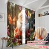 2pcs,2D plane printing Popular Curtains Cute Santa Butterfly Garden (3) Polyester Fabric (without rod) Festive Perfect for