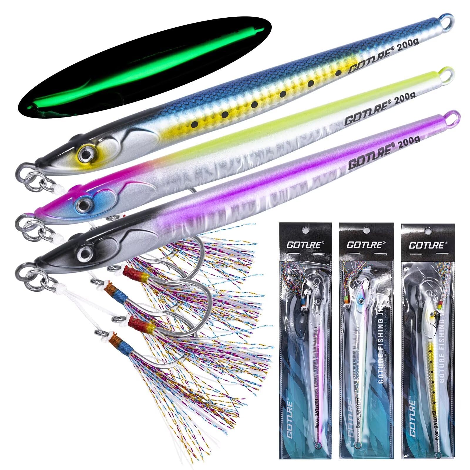 

Goture Metal Set of Available in 3 Luminous Long Metal Rapid Realistic 3D Center Fishing Hard Long Sea Boat Fishing Red Sea Sea Deep Sea Suitable for