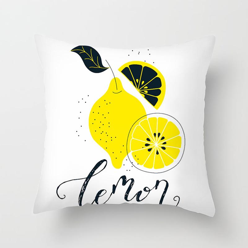 Home Decor Yellow Lemon Pattern Summer Cushion Cover Pillow Sofa Decorative