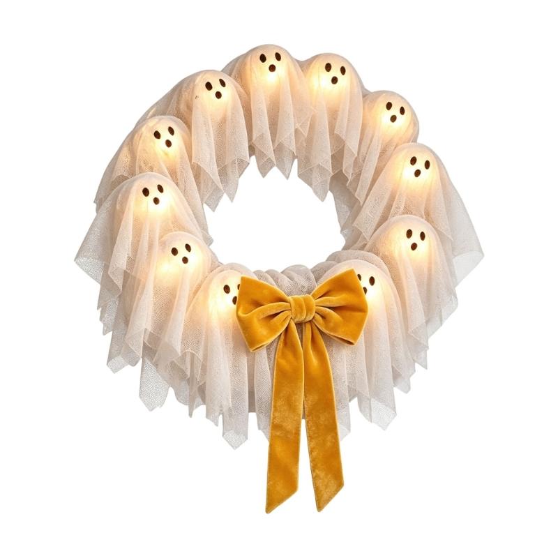 Lighted Character Wreath For Entry Display, 12 Warm Lights, Remote Control, Dimmable 8 Modes, Indoor Timer Accent