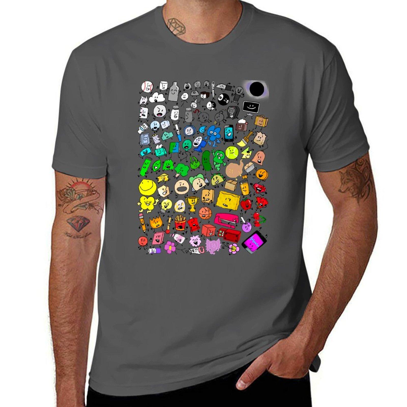 BFDI Inanimate Insanity Все персонажи (прозрачный) Футболка Louboutins винтажная графическая футболка мужские тренировочные футболки 4XL