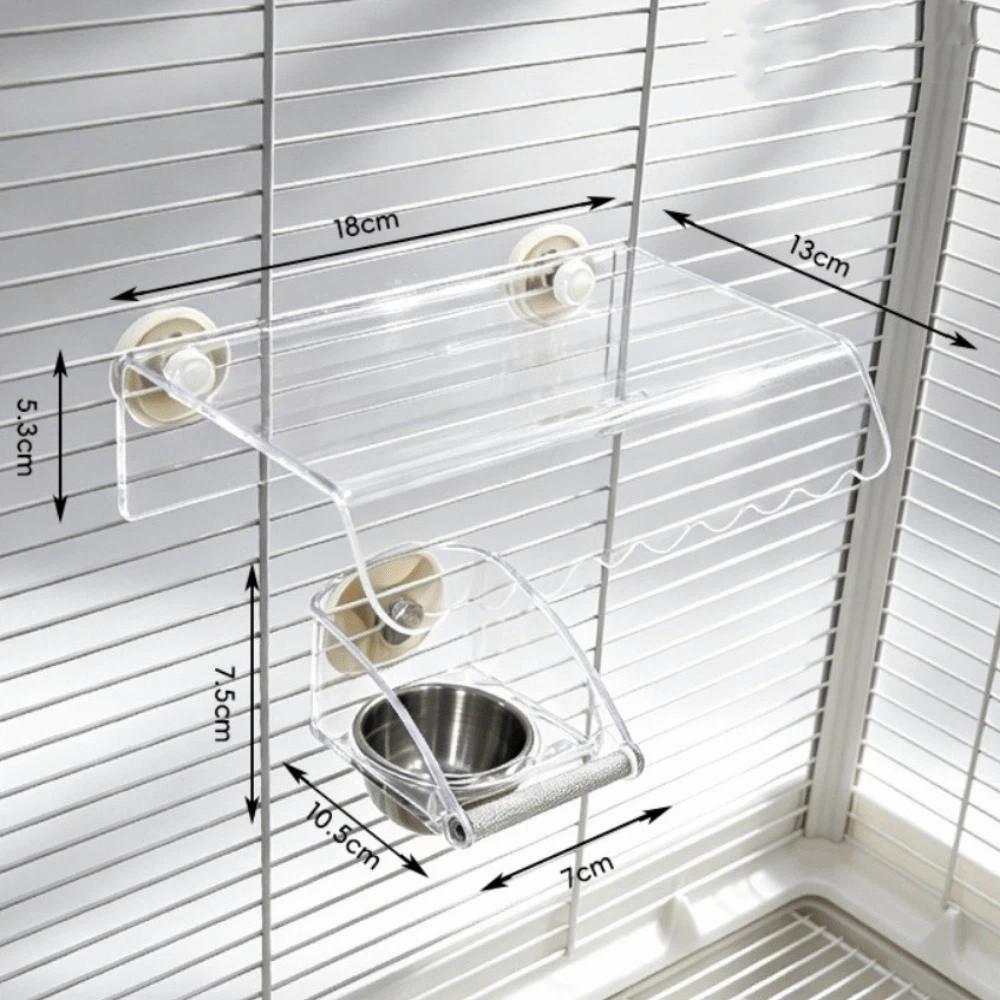Cage Mounted Parrot Cage Feeder Roof Canopy Bird Food Container for Small Parrots