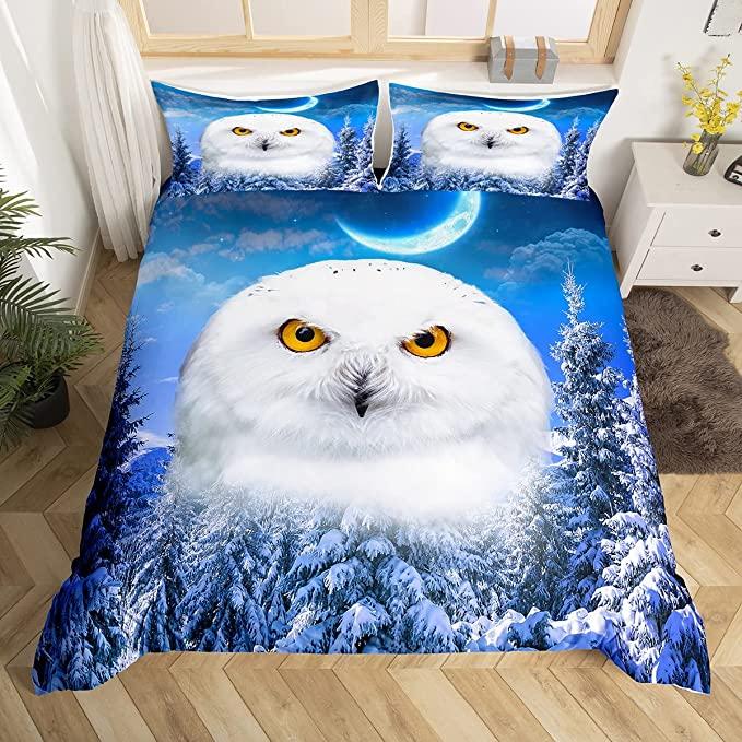 Cartoon Owl Duvet Cover Set Cute Kawaii Animals for Kids Girls Bedding Set King Queen Single Twin Size Polyester Comforter Cover