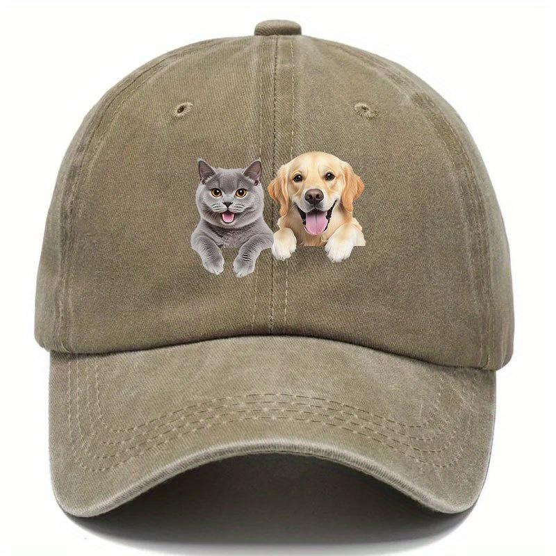 1pc Cat Dog Vintage Baseball Cap | Pet Lover Hat with Cute Animal Design, Lightweight All-Season Gift for Owners