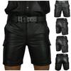 Men's Casual Fashion Solid Color Shorts Men's Gothic Style Short Leather Pants