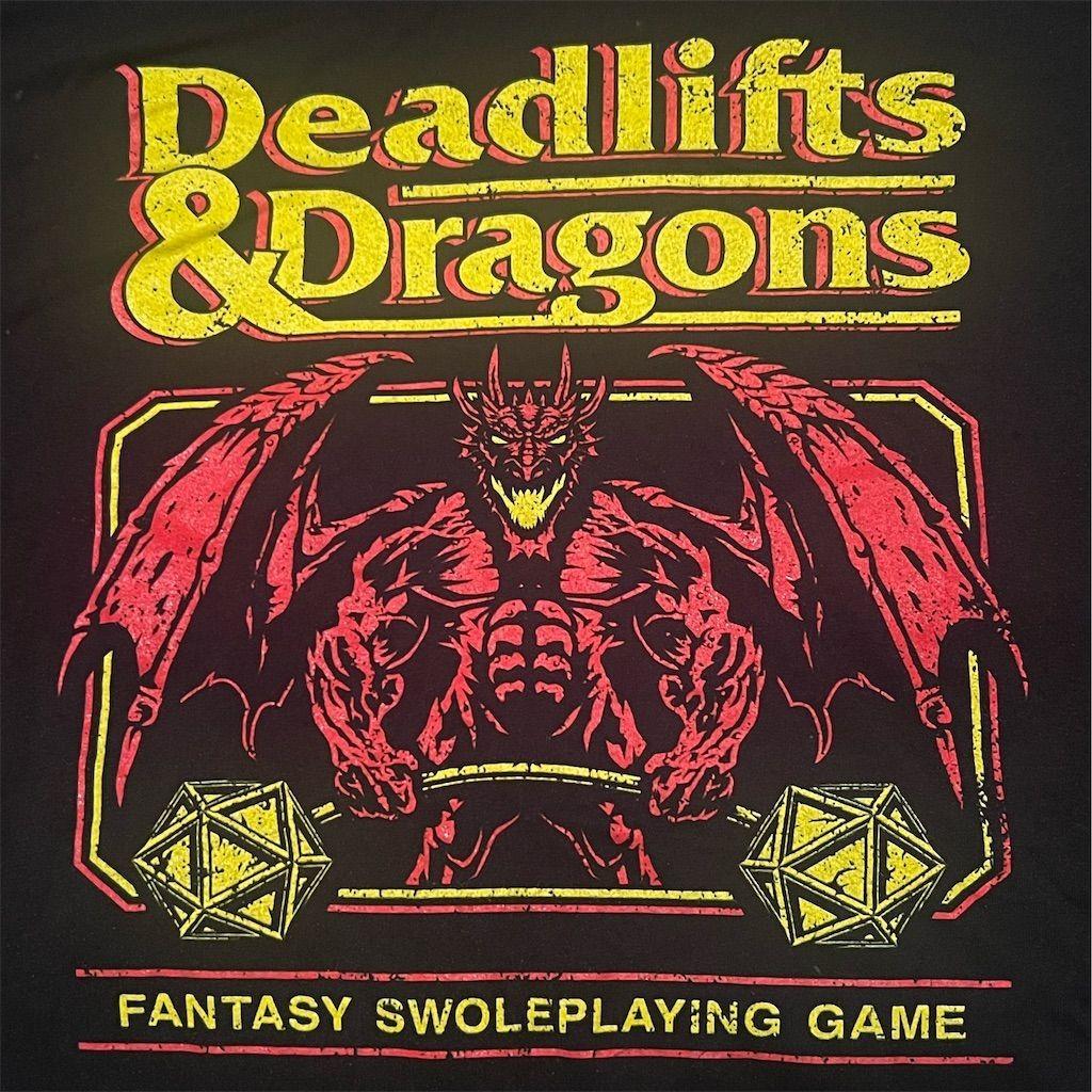 Deadlifts and Dragons Flex Comics Men s 2XL Black Graphic Fitness T-Shirt 3XL