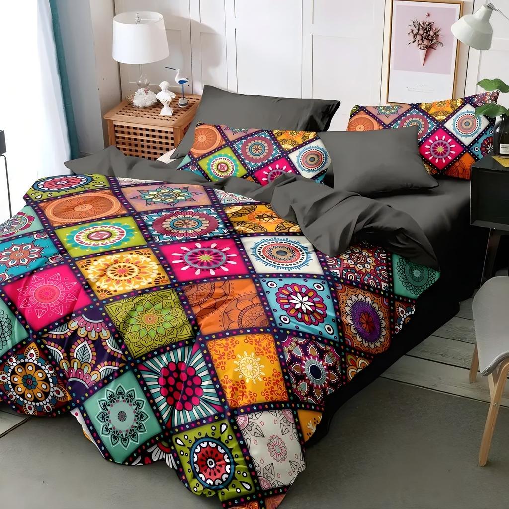 Motor Pull Pattern Grid 3D Printed Duvet Cover Set Bohemian Style Bedding Set Soft Comfortable Polyester Quilt Cover Pillowcase