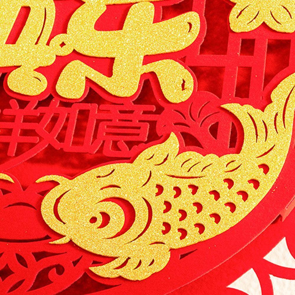 Red Chinese Lucky Character Pendants Flocking Spring Festival Hanging Decoration  Party Supplies
