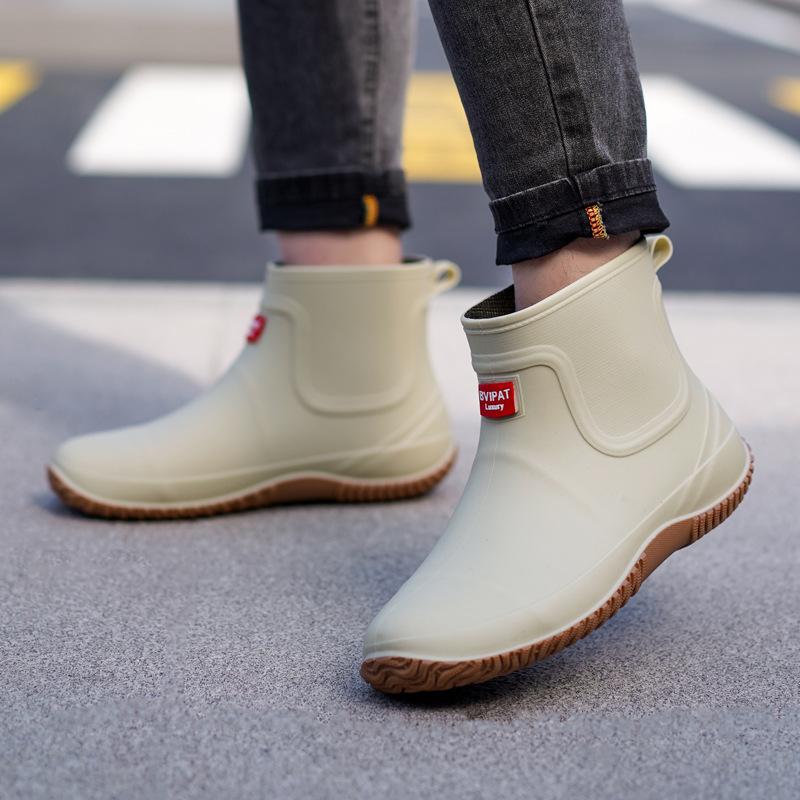 

Модная дождевая обувь мужская короткая труба бархатная съемная четырехсезонная удобная нескользящая кухонная резиновая обувь водонепроницаемая обувь для мойки автомобиля мужская 44