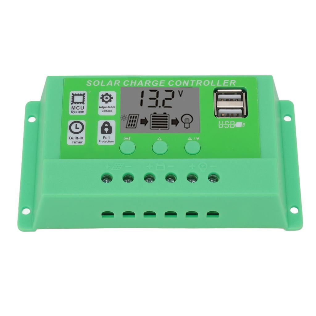 Green PWM Solar Charge Controller LCD Large Screen Display Photovoltaic PV Solar Controller 12V 24V