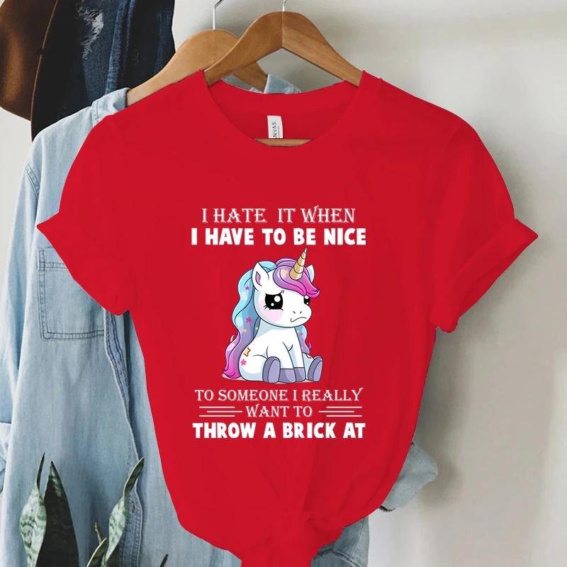 Cute Unicorn Graphic T Shirts Vintage Casual Tees New Fashion Harajuku Womens Clothing Y2k Grunge Tops Ladies Korean Tshirt