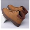Fashion Designer Leather Velvet Warm Platform Boots for Men Autumn Winter Soft-soled Men's Cotton Shoes Fashion Yellow Ankle Boots Male