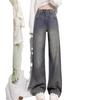 Women's Retro High-Waist Wide Leg Jeans - Winter Plus Size Straight Leg Floor-Length Pants