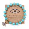 Natural Stone Bead Bracelet with Vintage Evil Eye Pendant, Versatile Hand Jewelry