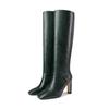 Fashion New Square Toe Square Heel Simple Black Beige Brown Knee High Boots European American Fashion Commute Women's Boots Size 35-43