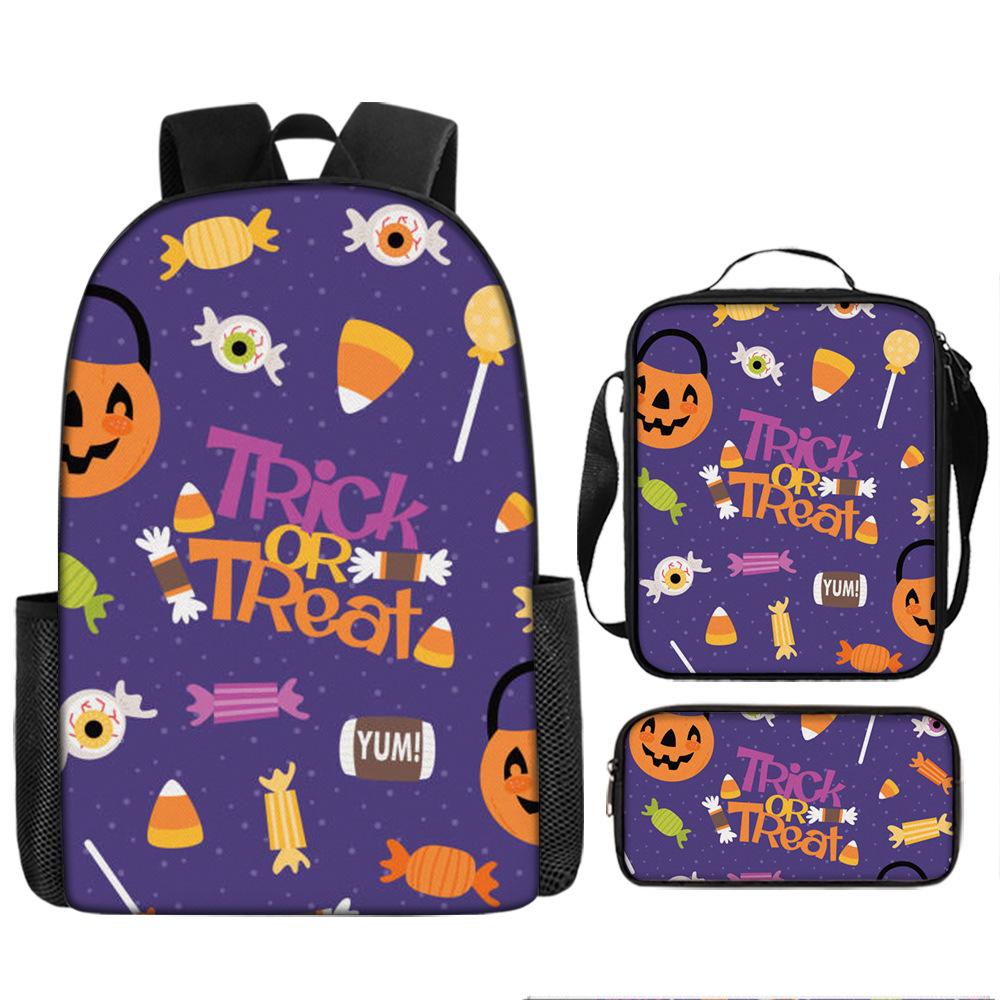 Pixel Halloween Student School Bag Cartoon School Bag Children's Backpack Anime Backpack Satchel