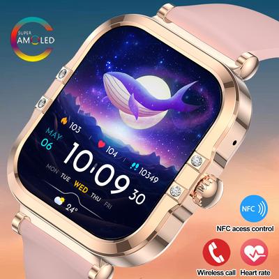 SACOSDING New NFC Smart Watch 1.75" AMOLED Display Women Sports Watch Bluetooth Call Health Monitor IP68 Waterproof For Android IOS