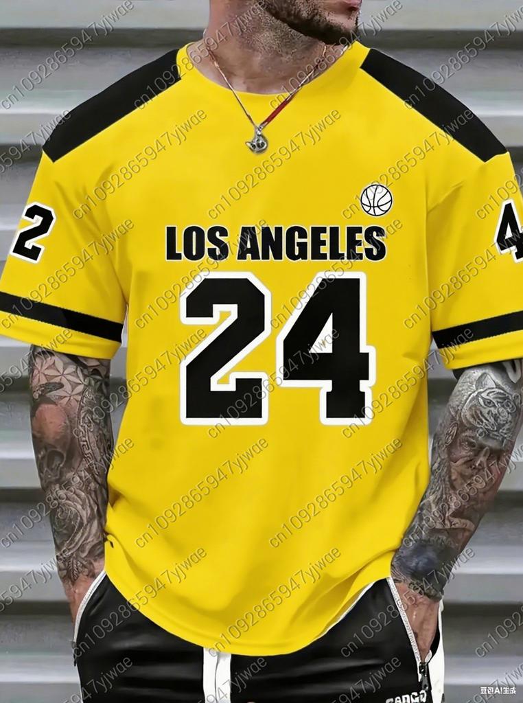 Number23 Los Angeles Print Mens T-Shirt Man Short Sleeves Sportwear Football T-Shirt Vintage Oversize 5 Colors Tees Men Clothes