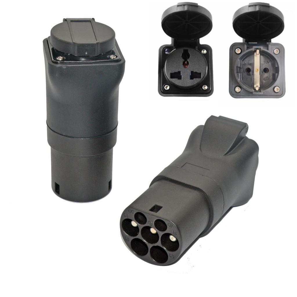 Přenosný 220V Typ 2 Male Konektor do Schuko Zásuvky Nabíjecí Adaptér pro EV Nabíječku EV Konektor