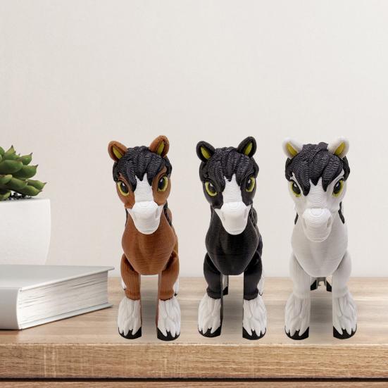 3D Tištěná Ozdoba Koně Simulace Poníka Fidget Hračka s Pohyblivými Klouby Artikulovaný Model Zvířete Vzdělávací Hračka Domácí Kancelářská Dekorace