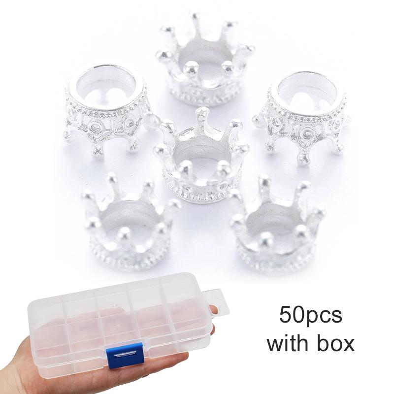 50pcs Alloy Loose Spacer Beads with Box Jewelry Making DIY Bracelet Handmade Accessories Crown Beads ConnectorsEnd Beads Cap TMZ