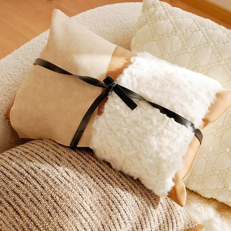 11X11/11X11CM Cream Brown Throw Pillow Cover Luxury Nordic Stamping Waist Cushion Cover Decor Home Decorative Pillowcase 1116