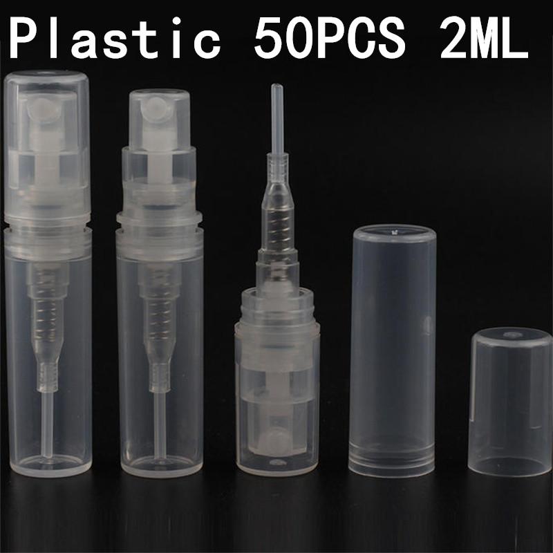 Wholesale 5/10/50/200/400pcs 2ML Portable Clear Plastic Spray Bottle Perfume Bottle Atomizer Sample Test Tube Thin PET Vials