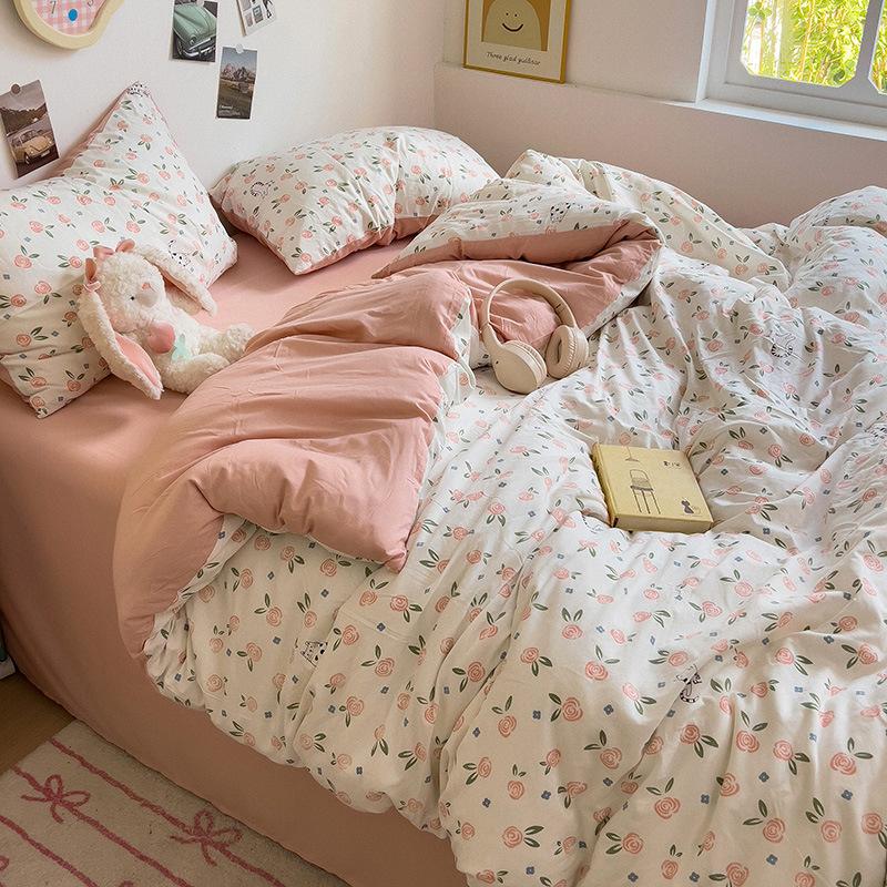 

Маленький свіжий бавовняний набір з чотирьох предметів Клас А Матері та дитини Голий ліжко Чиста бавовна Постільна білизна Простирадло для гуртожитку 1.2m three-piece set