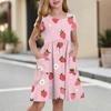 Children's Skirt Round Neck Short Sleeve Princess Dress Fashion Casual Pocket Dress For Girls
