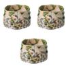 Set of 3 Oribe Flower Design Matcha Bowls [9.5 X 7.8 Cm]  Matcha Bowls Setomonohonpo