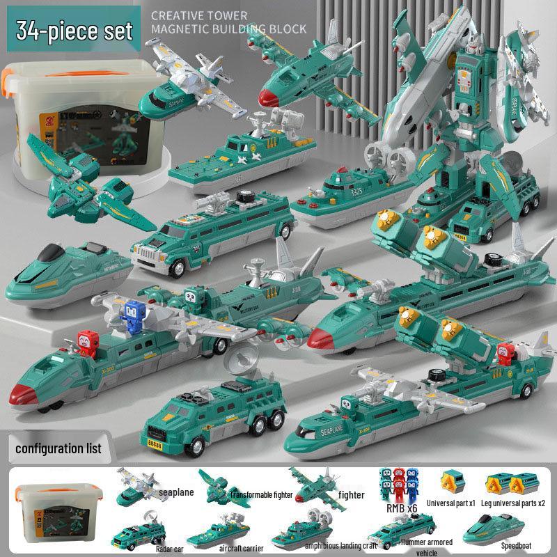 Children's Magnetic Transforming Robot Building Blocks Toy Set