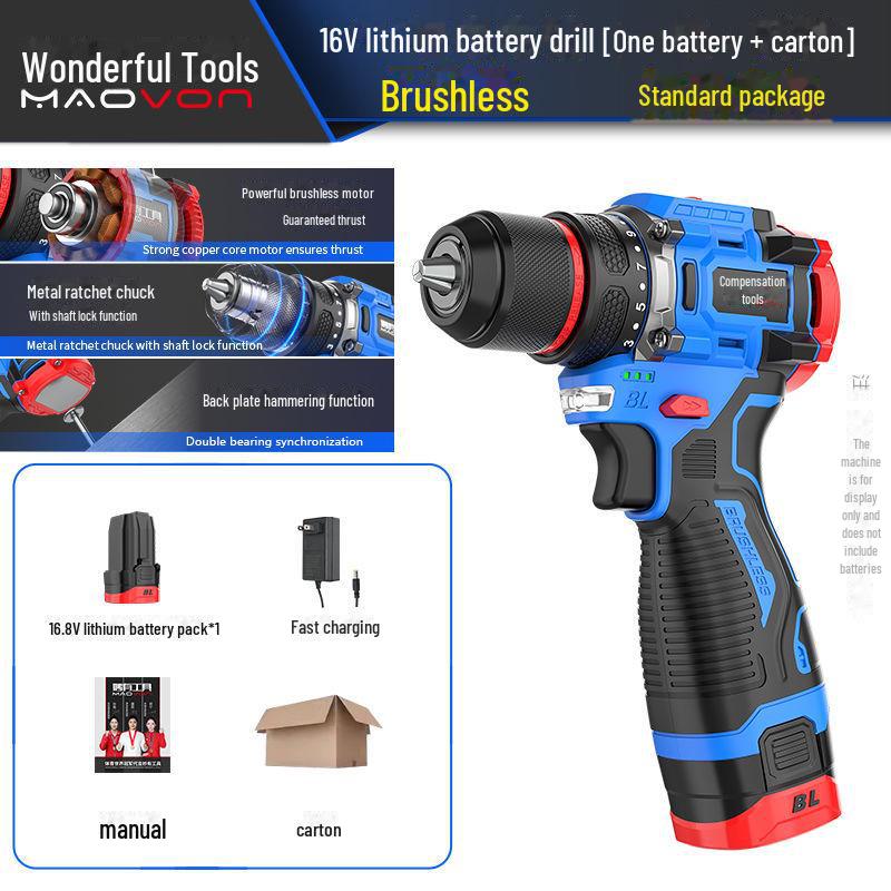 Miaoyou Mașină de găurit cu percuție fără perii reîncărcabilă cu baterie litiu de capacitate mare - Șurubelniță electrică fără fir multifuncțională