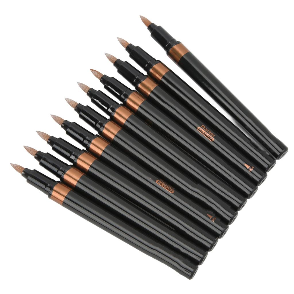 10Pcs Metallic Marker Pens Smoother Writing Quick Drying Excellent Ink Paint Pens for Graffiti Painting Coloring Notes