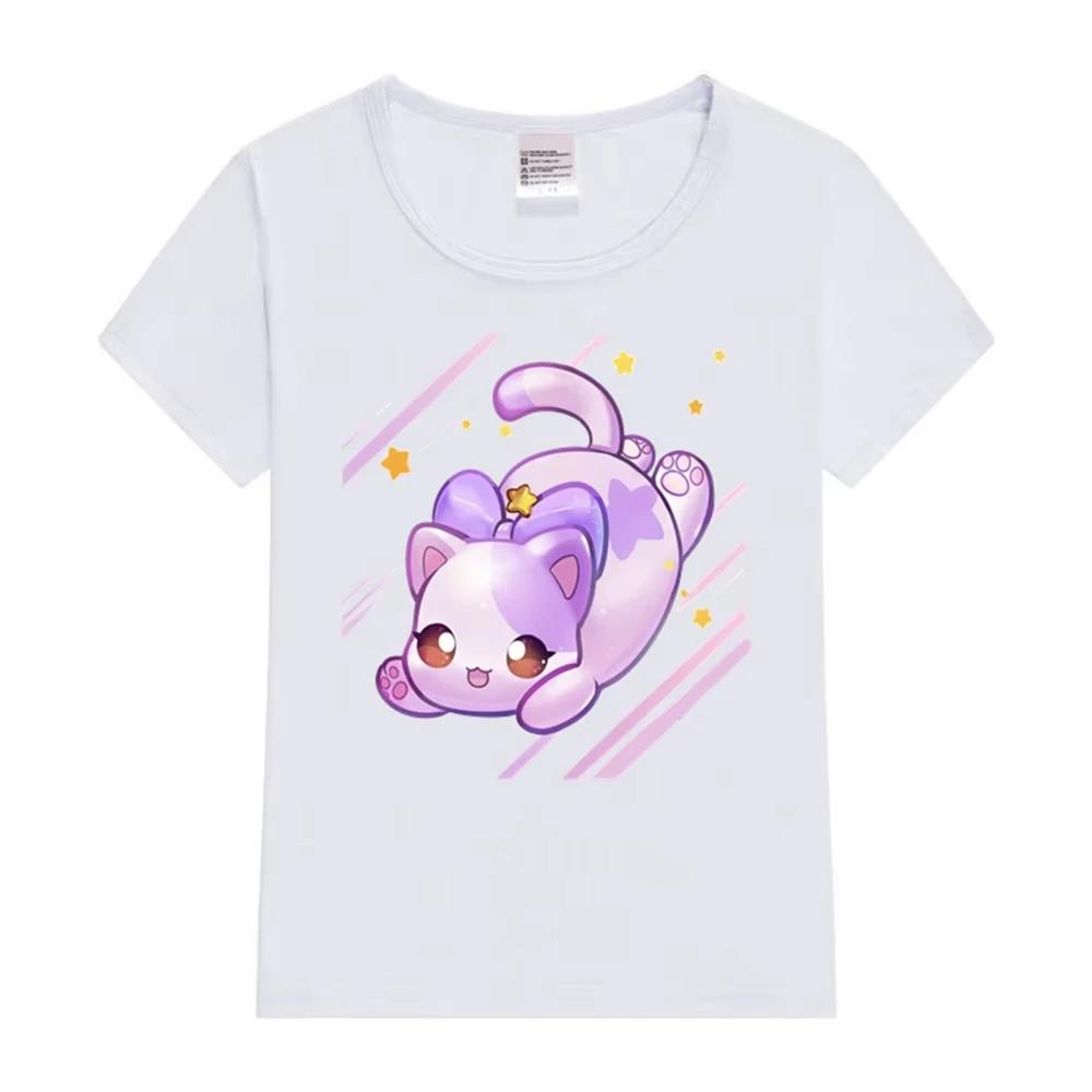 2026 Summer Children's T-Shirt Cartoon Print Short Sleeve Crew Neck Comfortable Soft Top