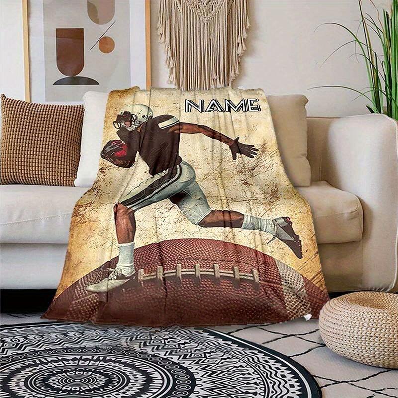 240Gm2 Football Style Customize Your Name Outdoor Blanket Suitable For All Seasons Comfortable And Warm Soft Blanket Suitable For Travel Gifts For
