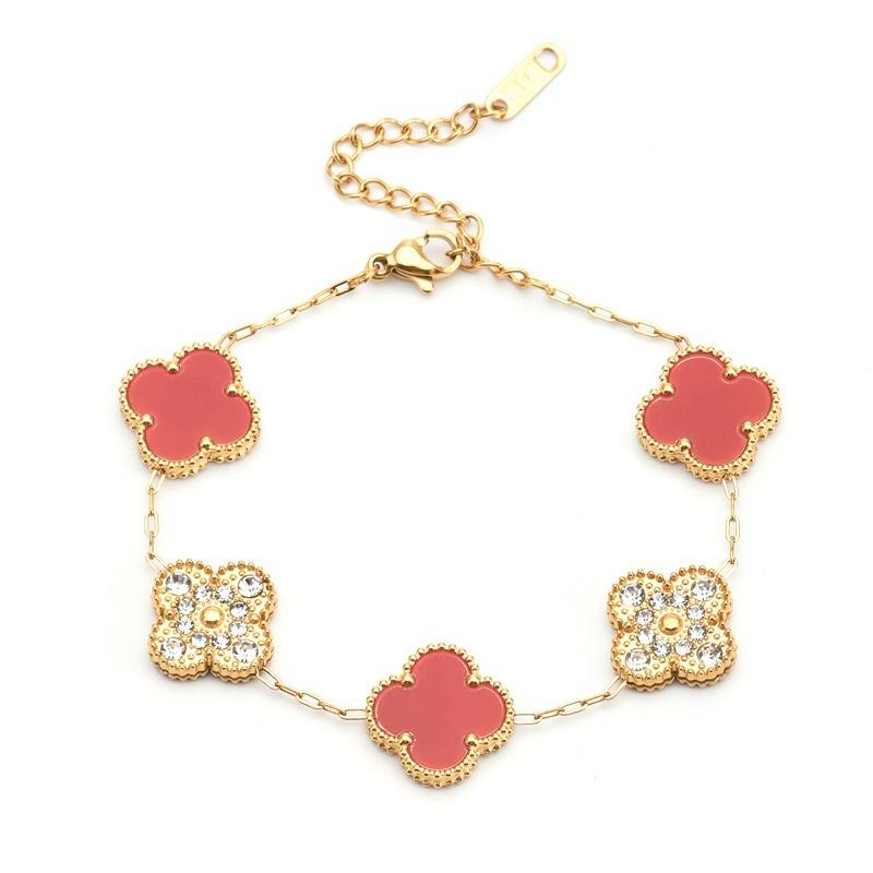 13mm Four Leaf Flower Bracelet Ladies Women's Fashion Four Leaf Flower Titanium Bracelet